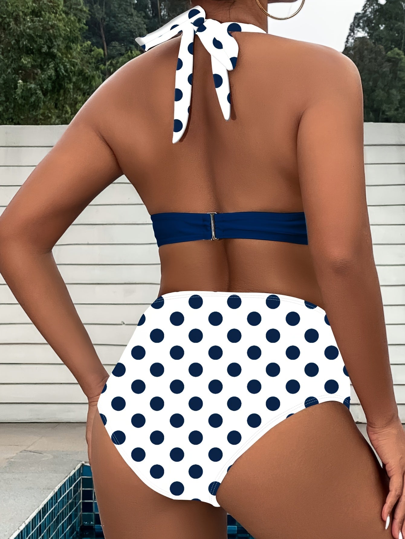 Navy Polka Dot V Triangle Bikini - Evolvgaia®
