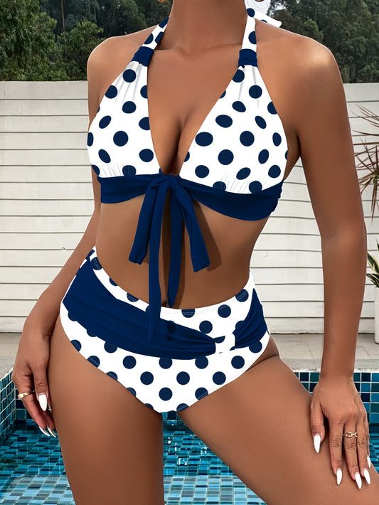 Navy Polka Dot V Triangle Bikini - Evolvgaia®