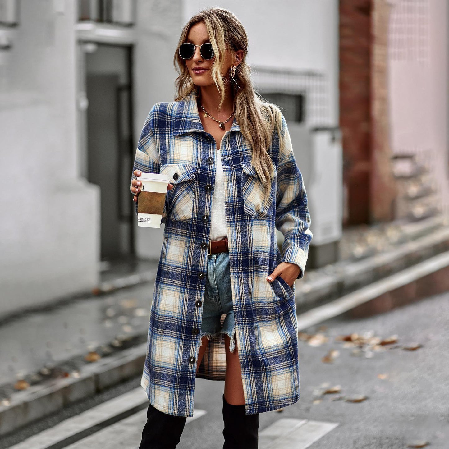 Elegant Long Plaid Cardigan - Evolvgaia®