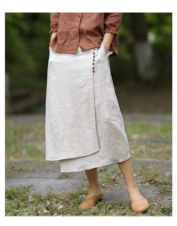 Elyra Raw Linen A-Line Skirt - Evolvgaia®