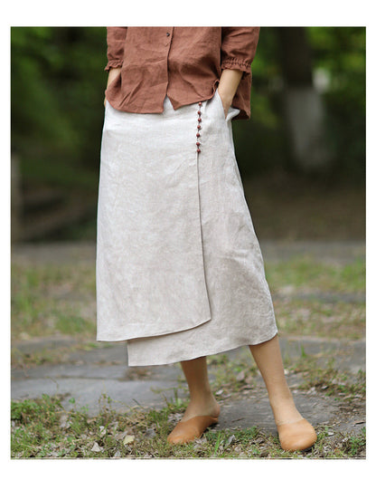 Elyra Raw Linen A-Line Skirt - Evolvgaia®
