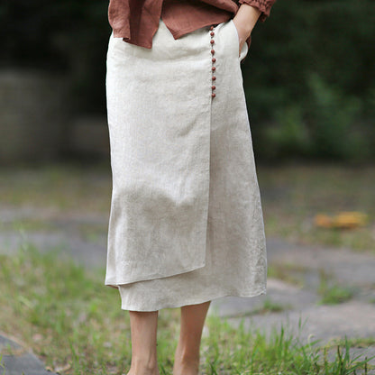 Elyra Raw Linen A-Line Skirt - Evolvgaia®