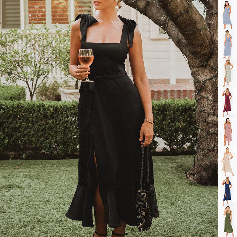 Elegant Suspender Split Dress - Evolvgaia®