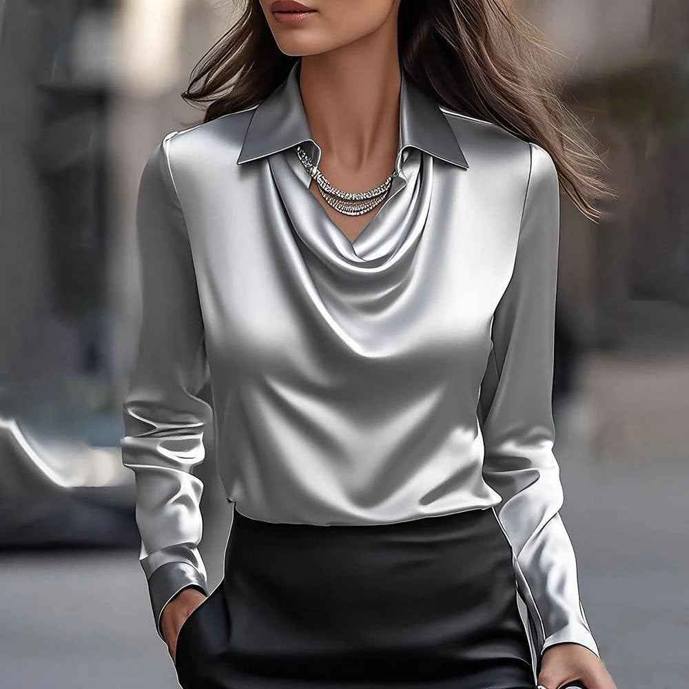 Luna Draped Satin Blouse - Evolvgaia®
