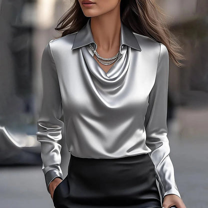 Luna Draped Satin Blouse - Evolvgaia®
