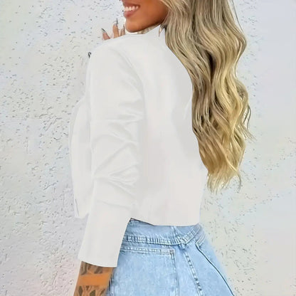 Chic Cropped Notch Lapel Blazer - Evolvgaia®