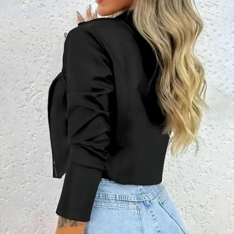 Chic Cropped Notch Lapel Blazer - Evolvgaia®