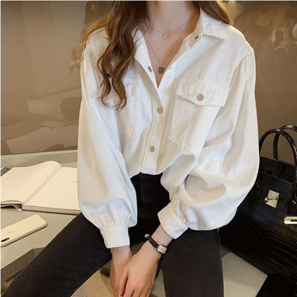 Luxury Women's Spring Blouse with Pockets - Evolvgaia®